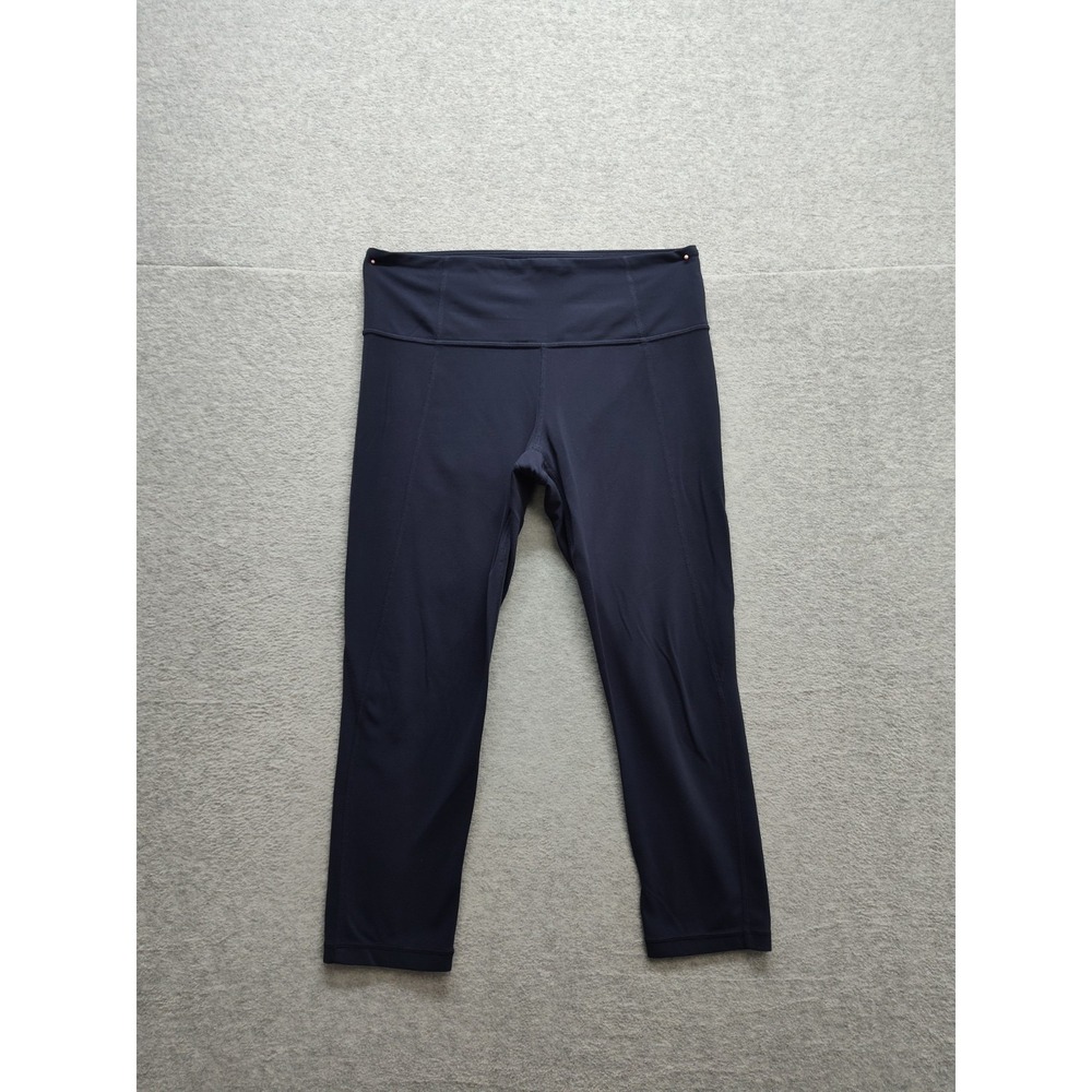 Athleta Women Cropped Leggings S Navy Blue Pull On Waistband Low Rise Active